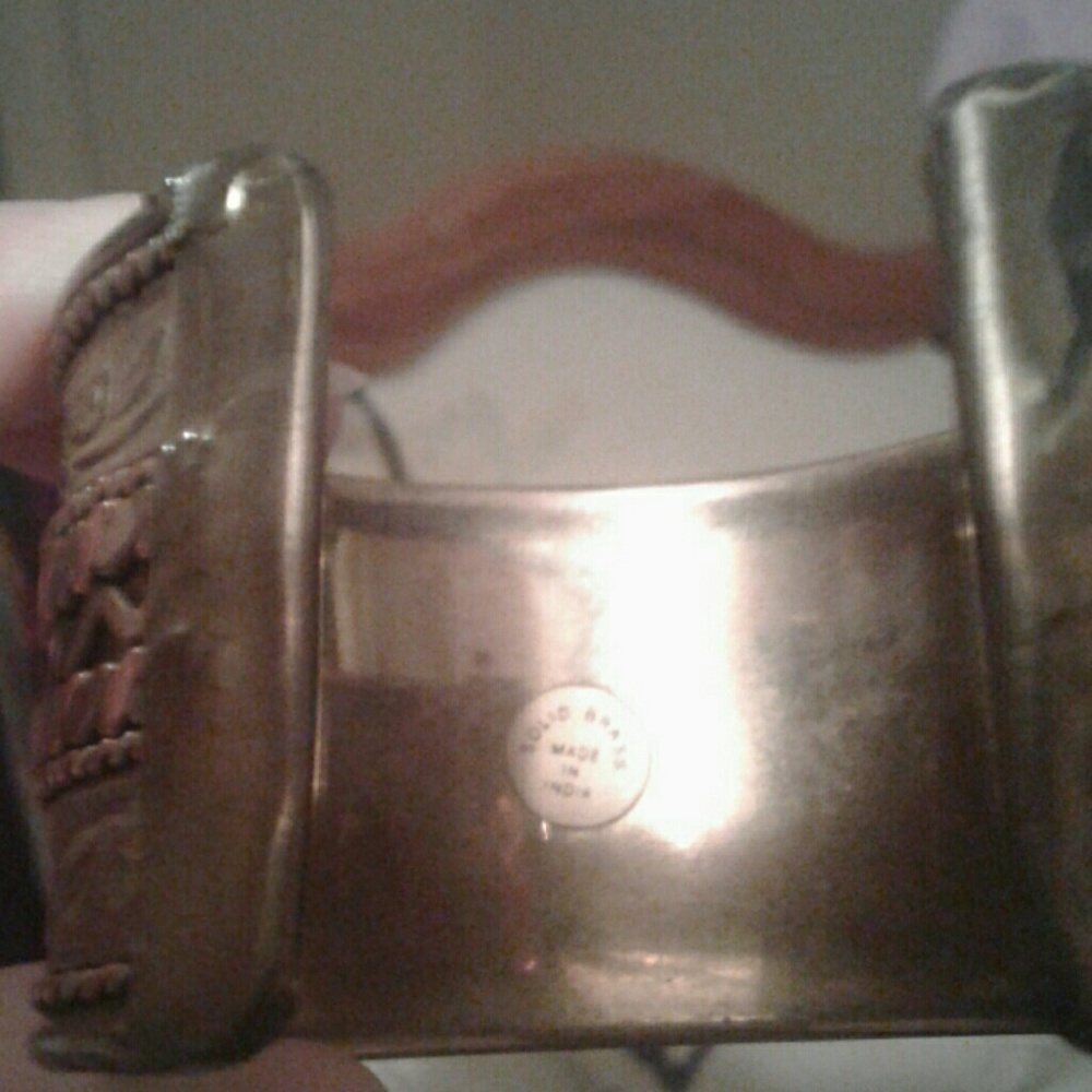 Vintage Solid Brass Engraved Bangle Thick - image 4